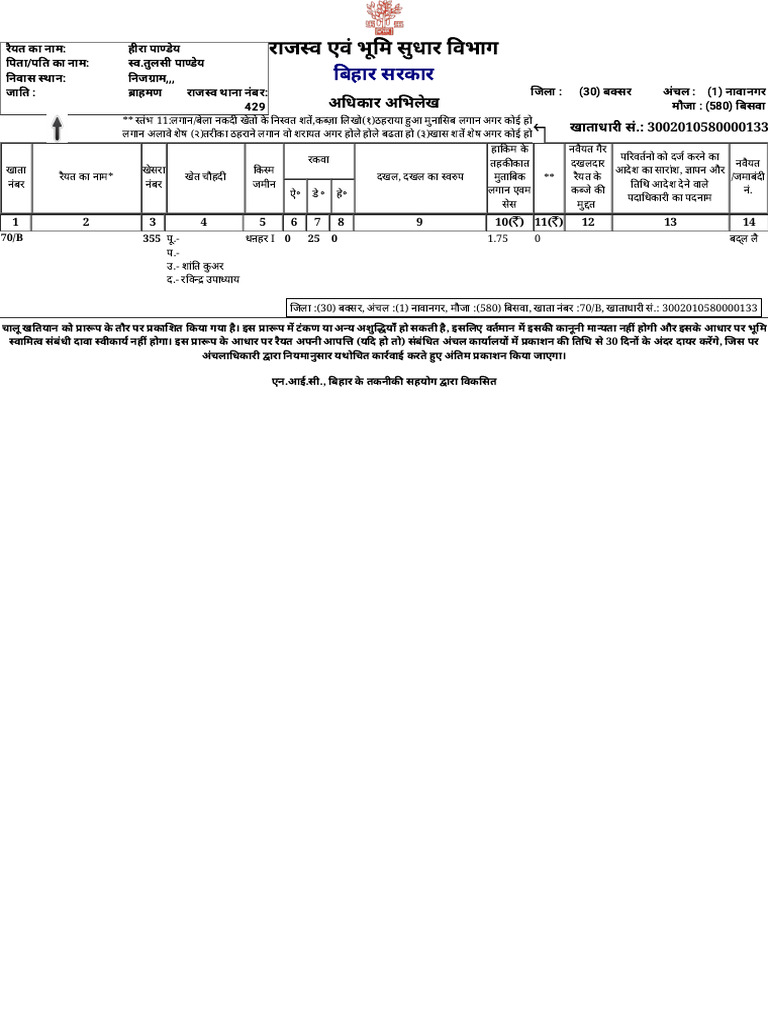 Bihar Bhulekh File - Name | PDF