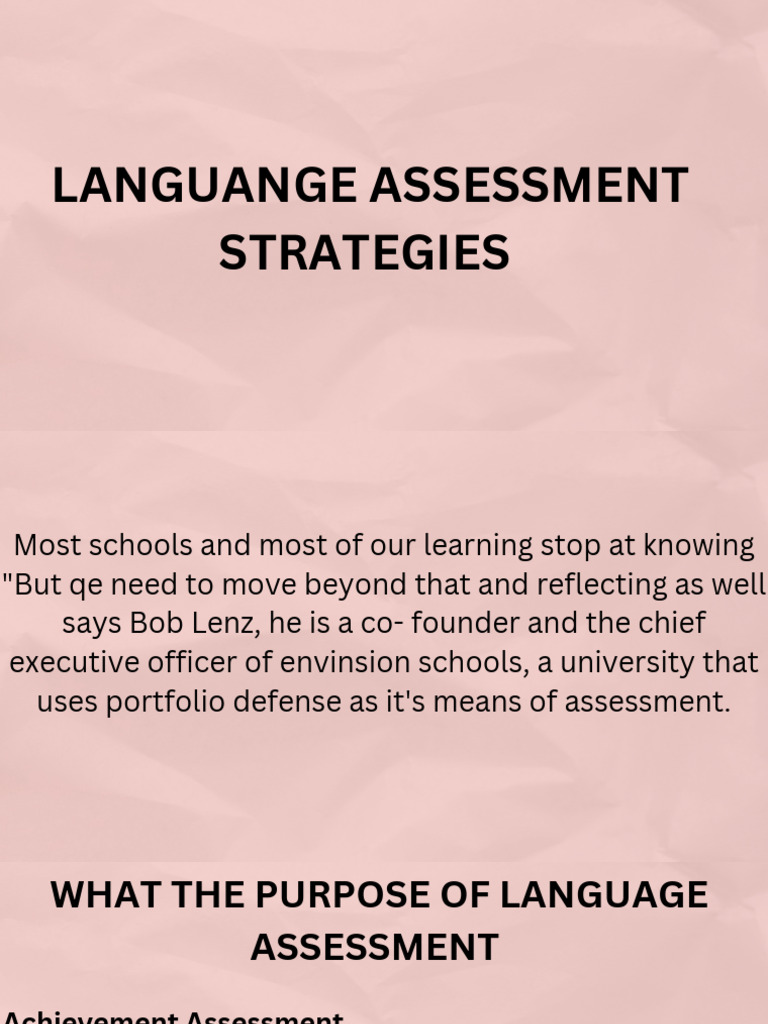 Language Assessment Strategies Explained | PDF