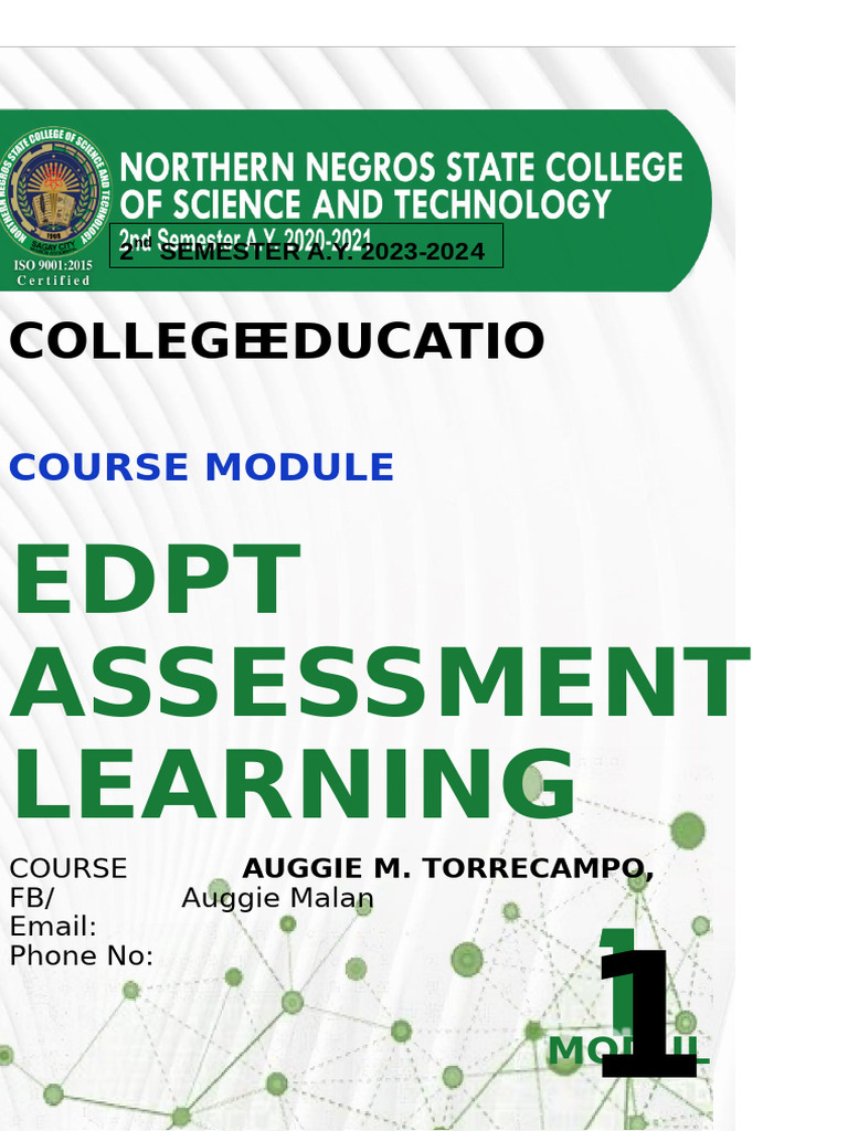 Module - 1 - Edtp 107 - Assessment of Learning 2 | PDF | Knowledge | Skill