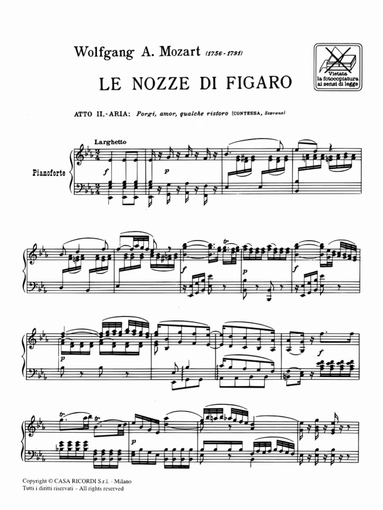 IMSLP873112-PMLP3845-Le Nozze Di Figaro Porgi Amor | PDF