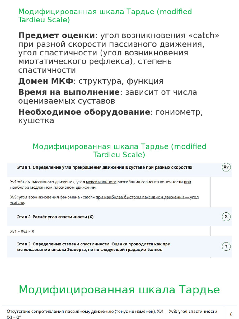 Модифицированная шкала Тардье (modified Tardieu Scale) | PDF