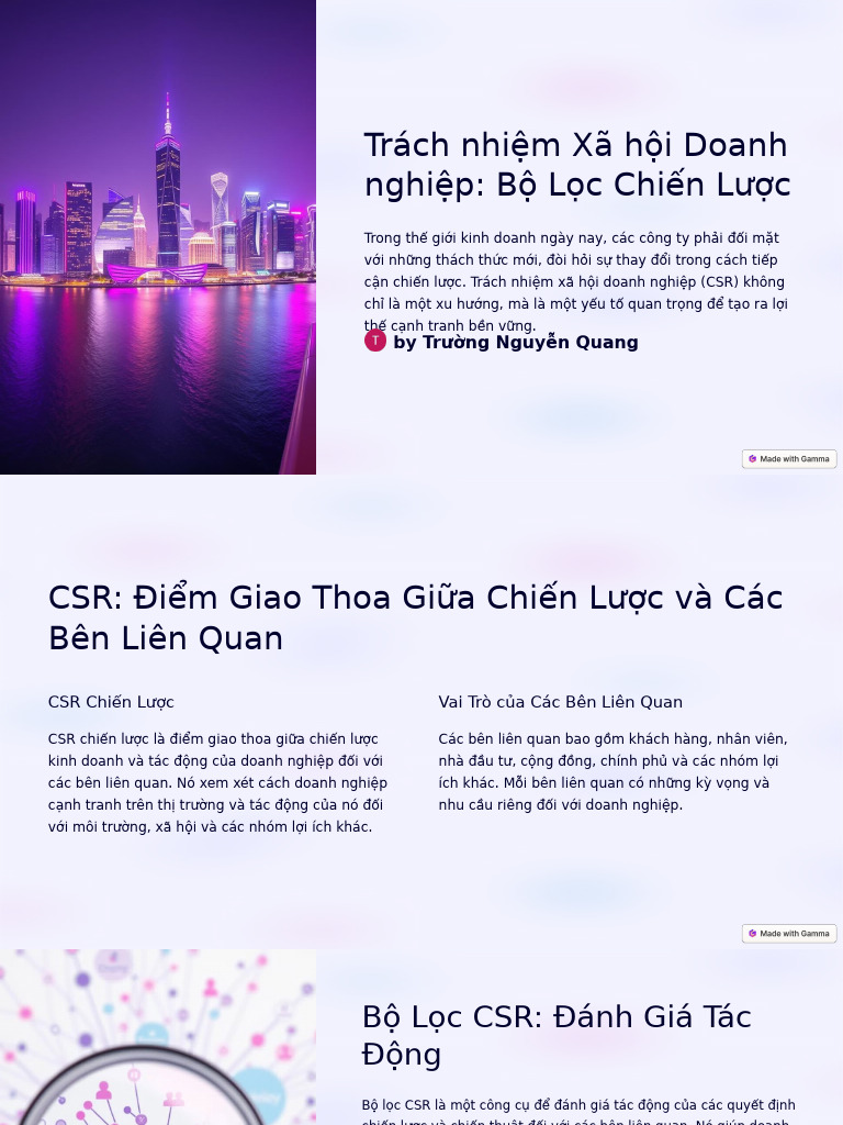 Trach Nhiem Xa Hoi Doanh Nghiep Bo Loc Chien Luoc | PDF