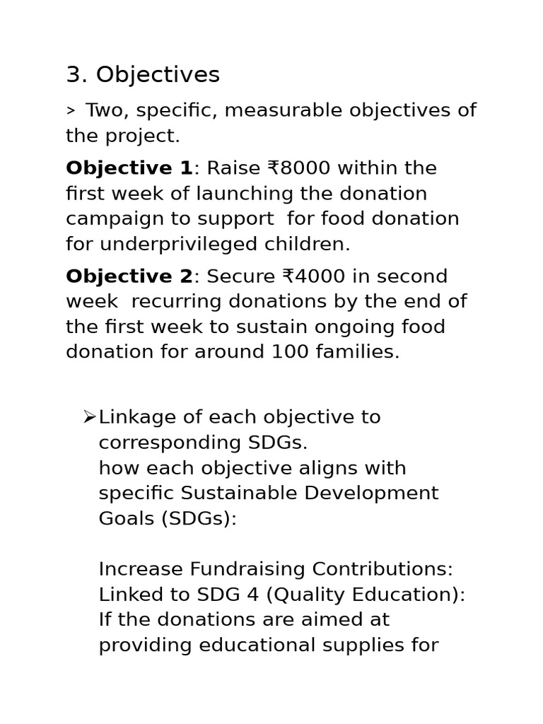Fundraising Objectives for Food Donations | PDF