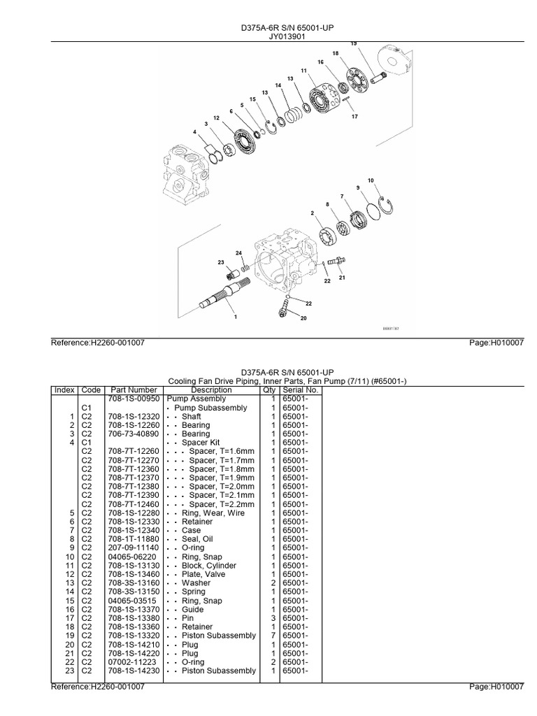 D375A-6R Cooling Fan Parts List | PDF | Piston | Pump