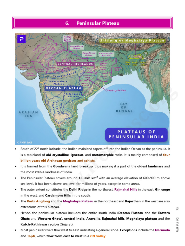 Overview of the Peninsular Plateau | PDF