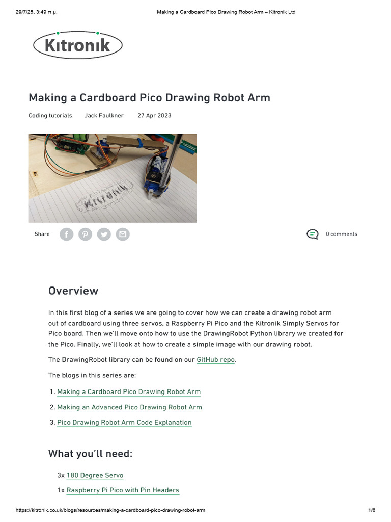 Making A Cardboard Pico Drawing Robot Arm - Kitronik LTD | PDF ...