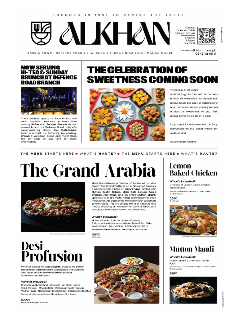 AlKhan Menu 2025 | PDF