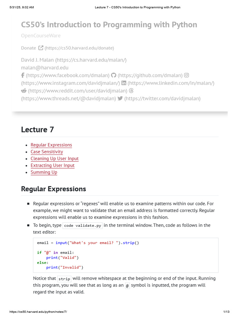 Validating Emails with Regex in Python | PDF | String (Computer Science ...