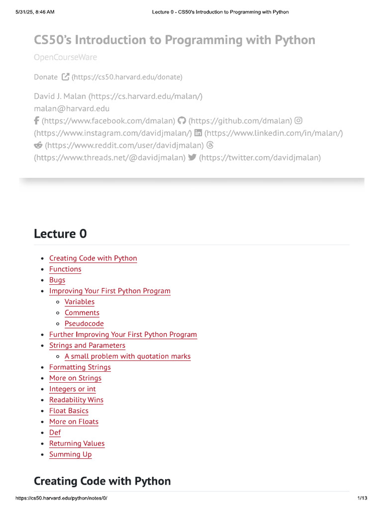 Lec 0 - Functions, Variables | PDF
