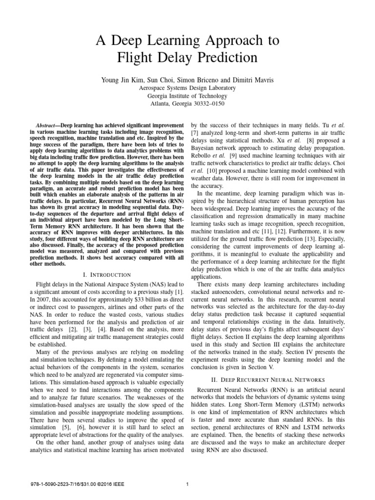 Deep Learning for Flight Delay Prediction | PDF | Deep Learning ...