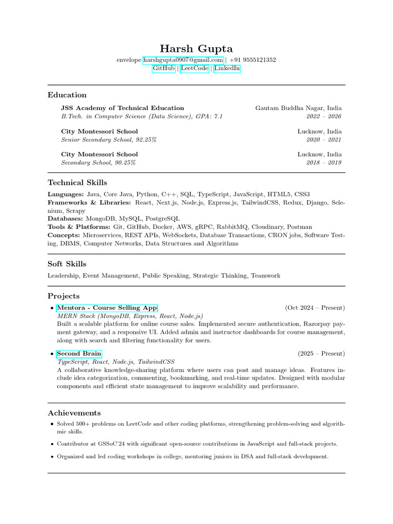 Harsh Gupta: Computer Science Profile | PDF | Databases | Computer Science