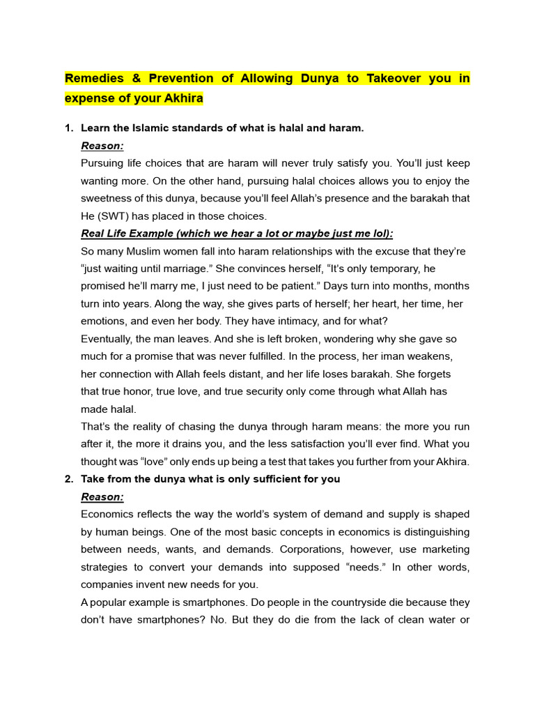 Avoiding Dunya's Temptations for Akhira | PDF | Muhammad | God In Islam