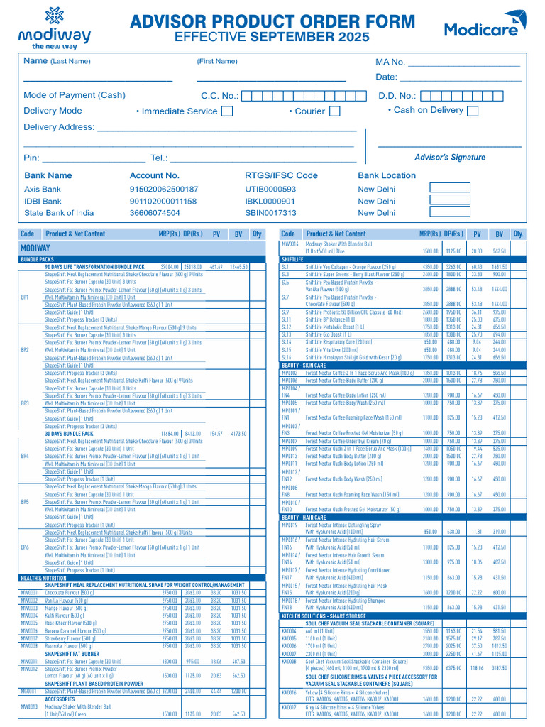 Dabur Product Order Form 2025 | PDF | Shampoo | Sunscreen