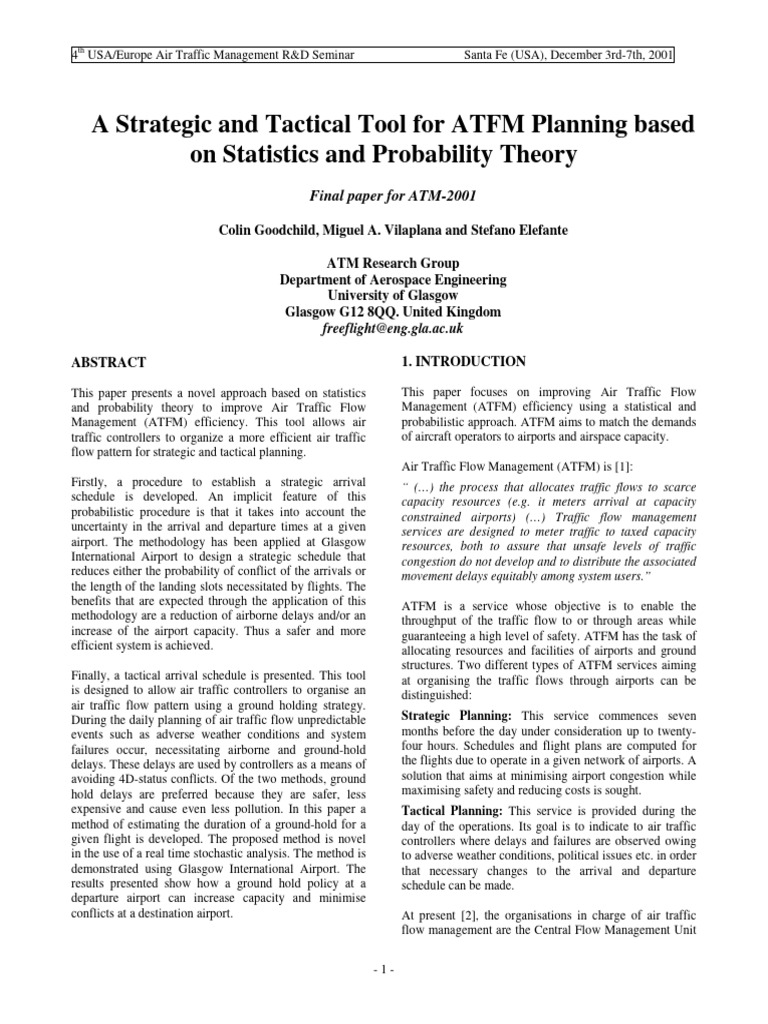 A Strategic and Tactical Tool for ATFM P | PDF | Air Traffic Control ...