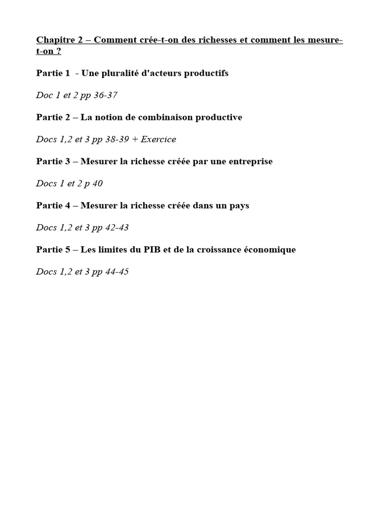 Création et mesure de la richesse économique | PDF | Produit intérieur ...