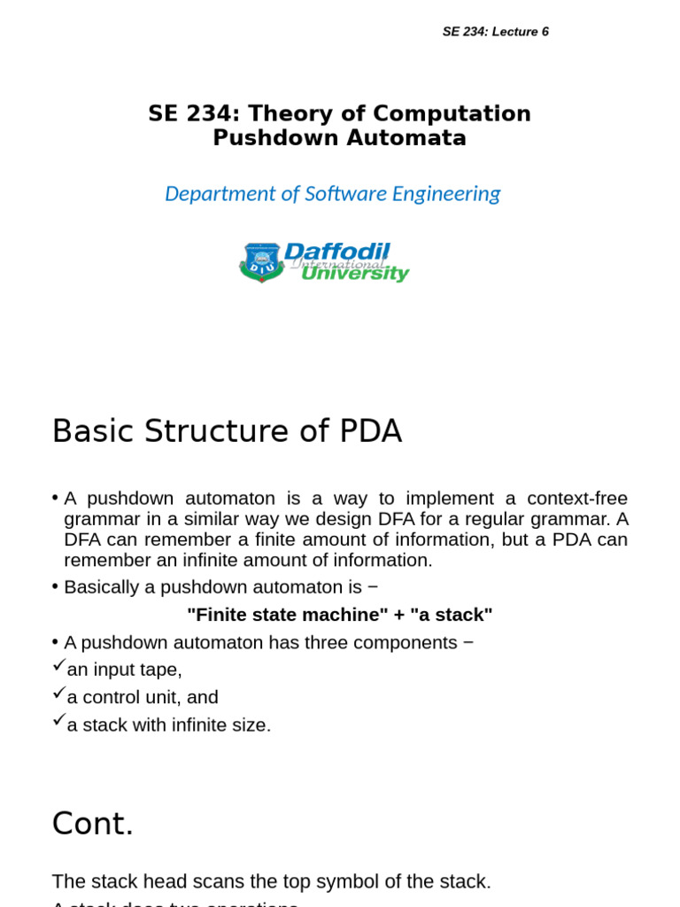 PDA for anbn Language Recognition | PDF | Automata Theory | Syntax (Logic)