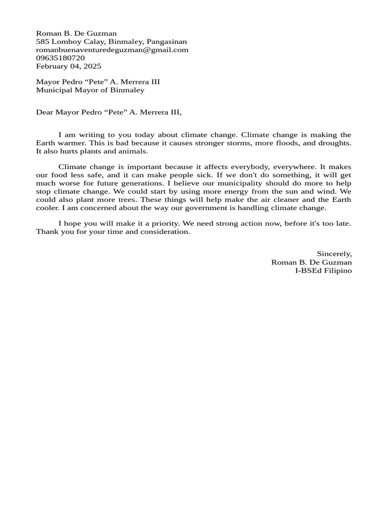 Contemp. World (Ass. Letter) | PDF