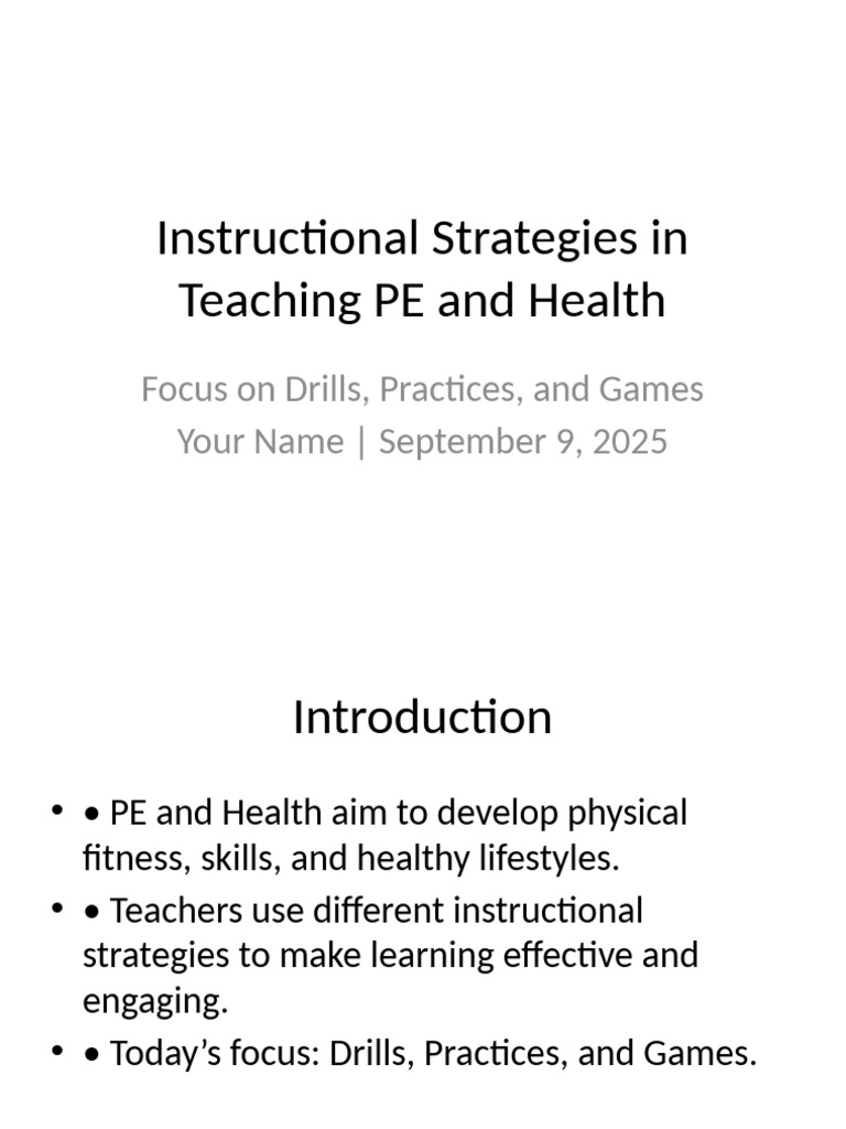 Instructional Strategies PE Health | PDF