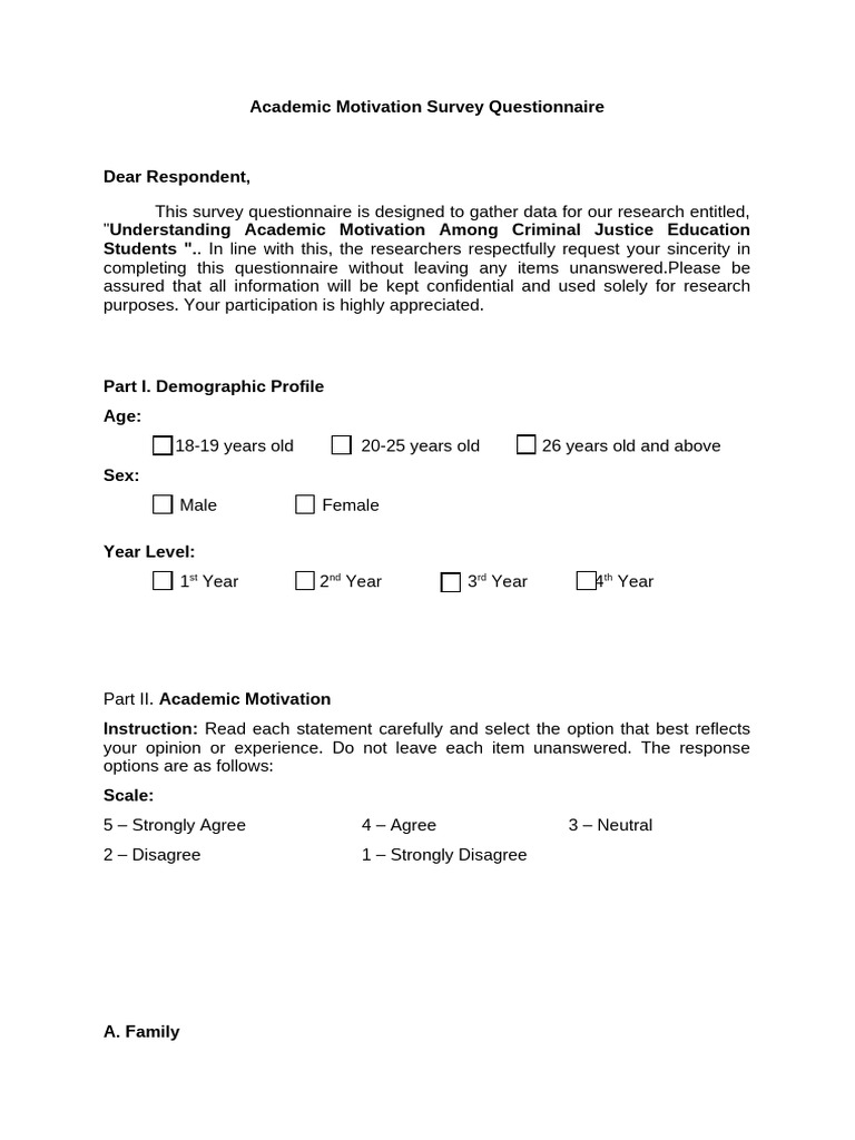 Academic Motivation Survey for Students | PDF | Questionnaire | Motivation