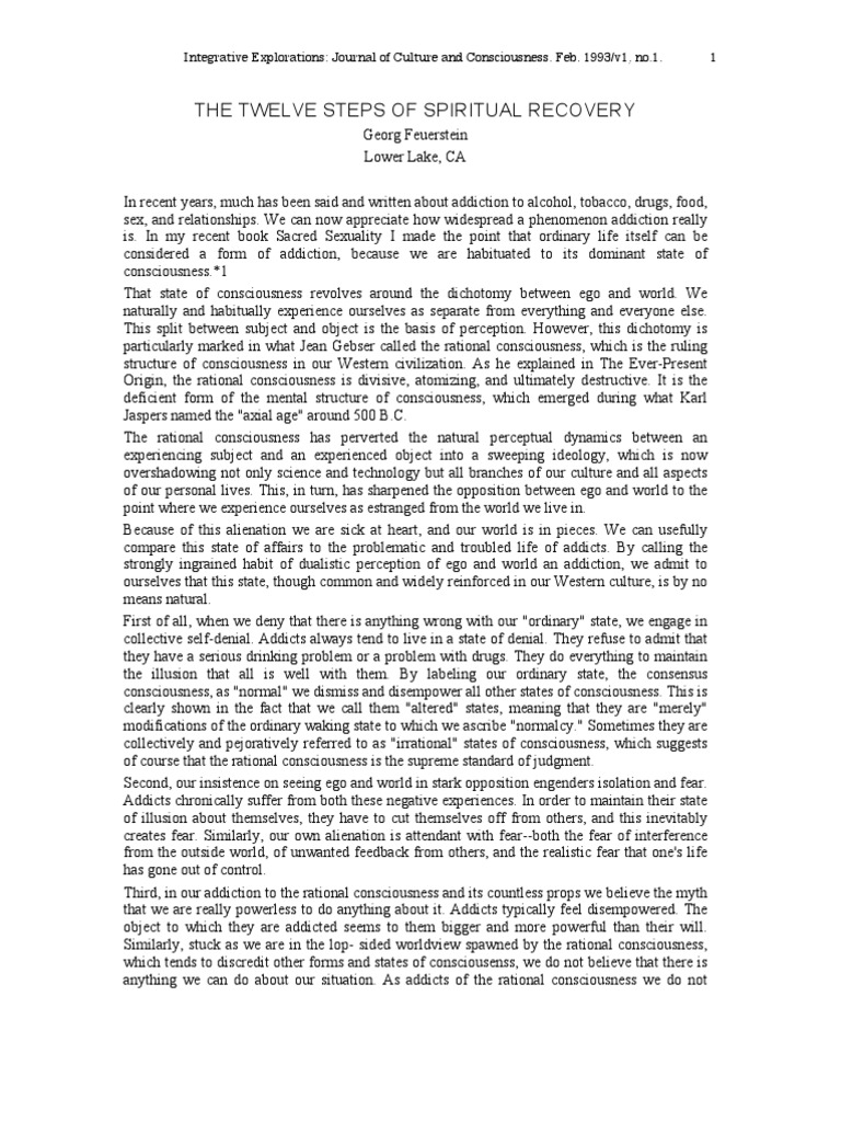 Twelve Steps | PDF | Consciousness | Spirituality