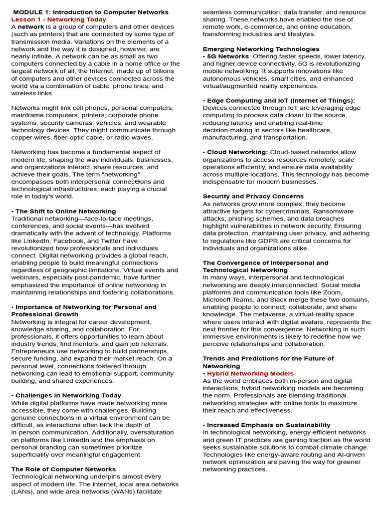 Net 102 Prelim Reviewer | PDF | Computer Network | Cloud Computing