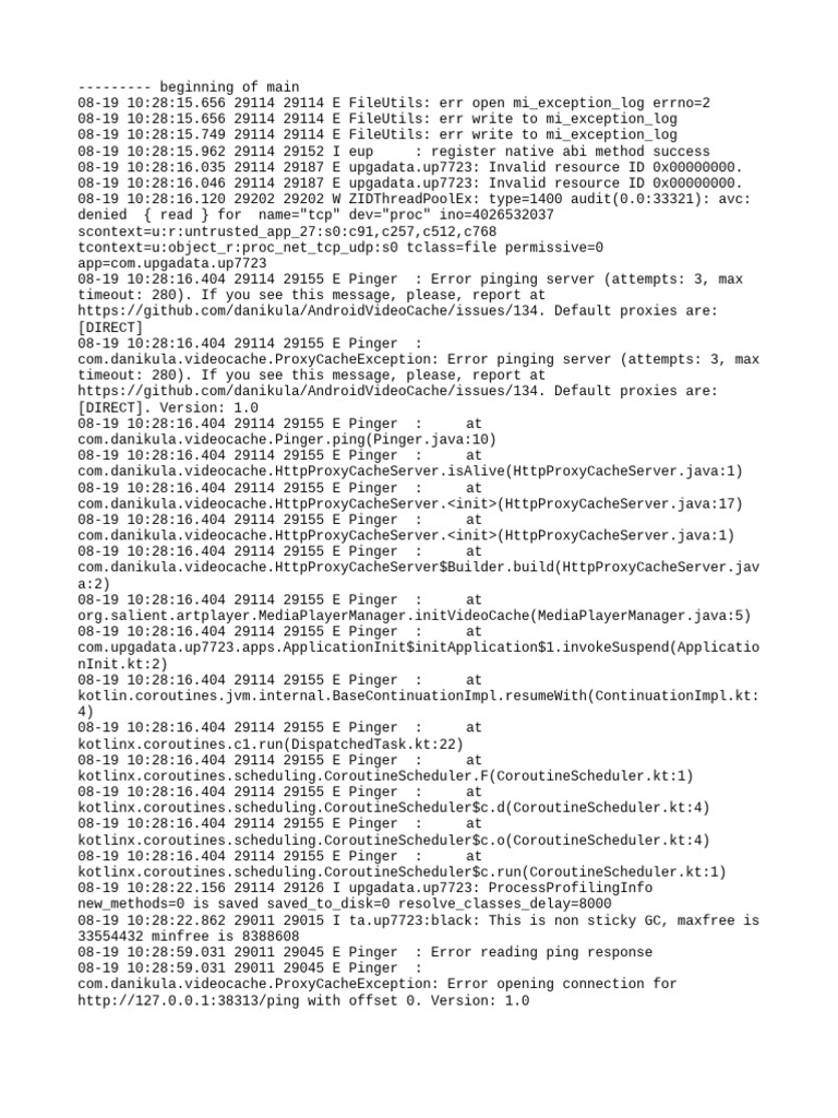 Android Video Cache Error Log Analysis | PDF | Java (Programming ...