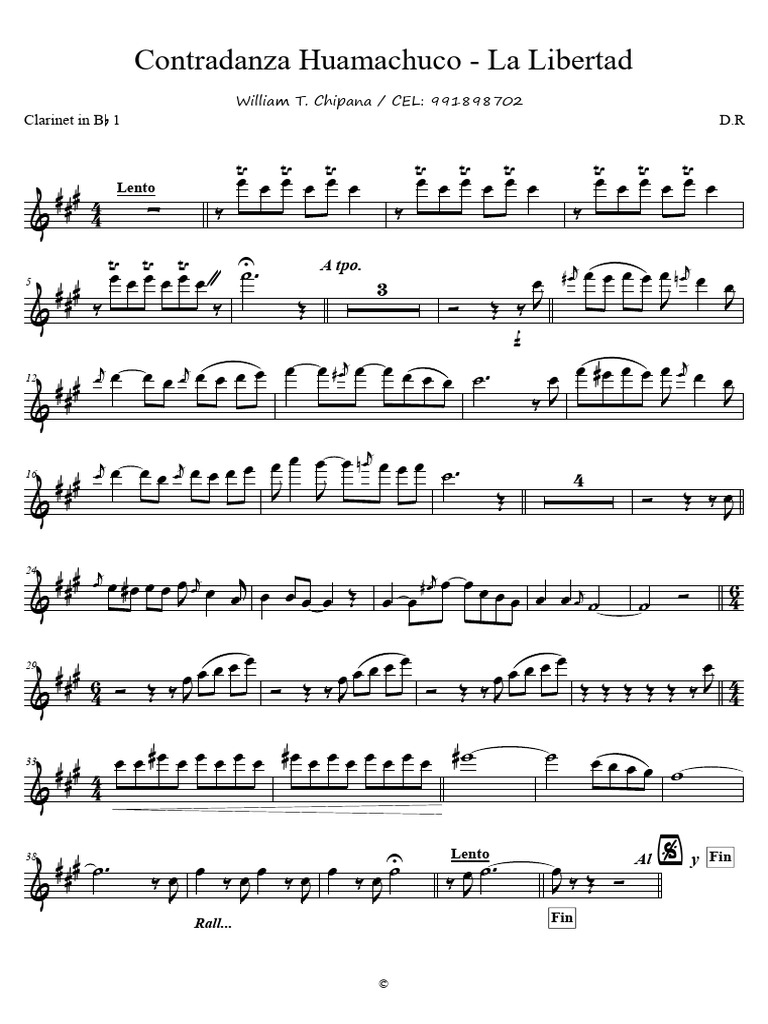 Contradanza Huamachuco - Partitura Musical | PDF | Aerófonos ...