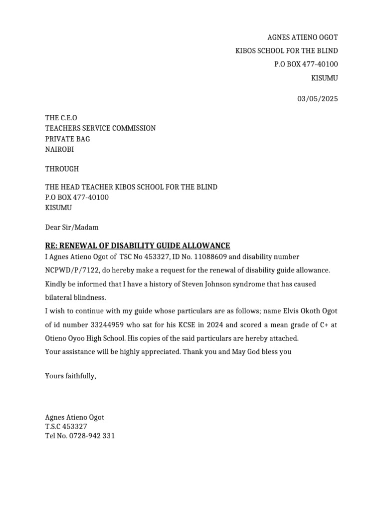 Renewal Request for Disability Allowance | PDF