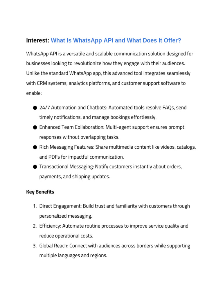 Interest - What Is WhatsApp API and What Does It Offer | PDF