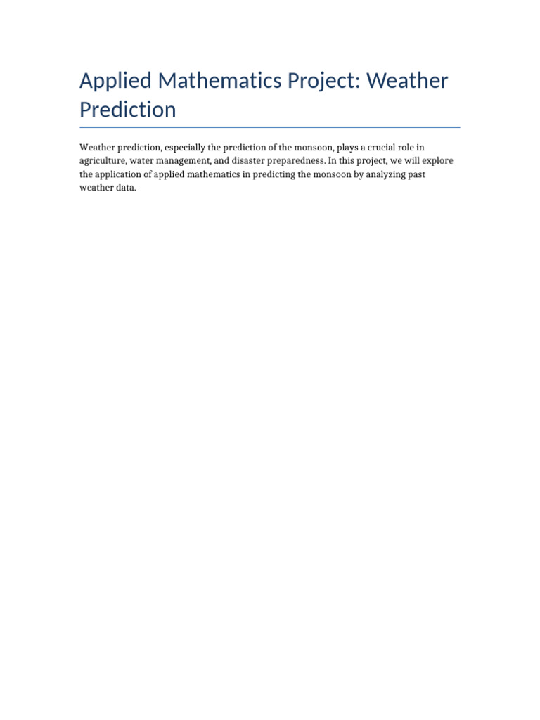 Monsoon Prediction Using Applied Maths | PDF | Prediction | Weather ...
