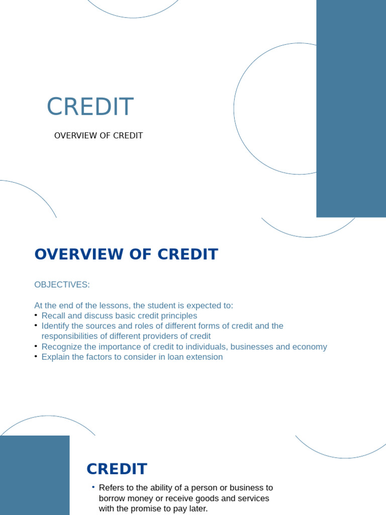 Understanding Credit: Principles and Impact | PDF | Loans | Credit