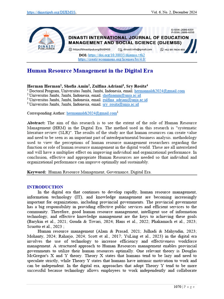 HRM Strategies in the Digital Era | PDF | Human Resource Management ...