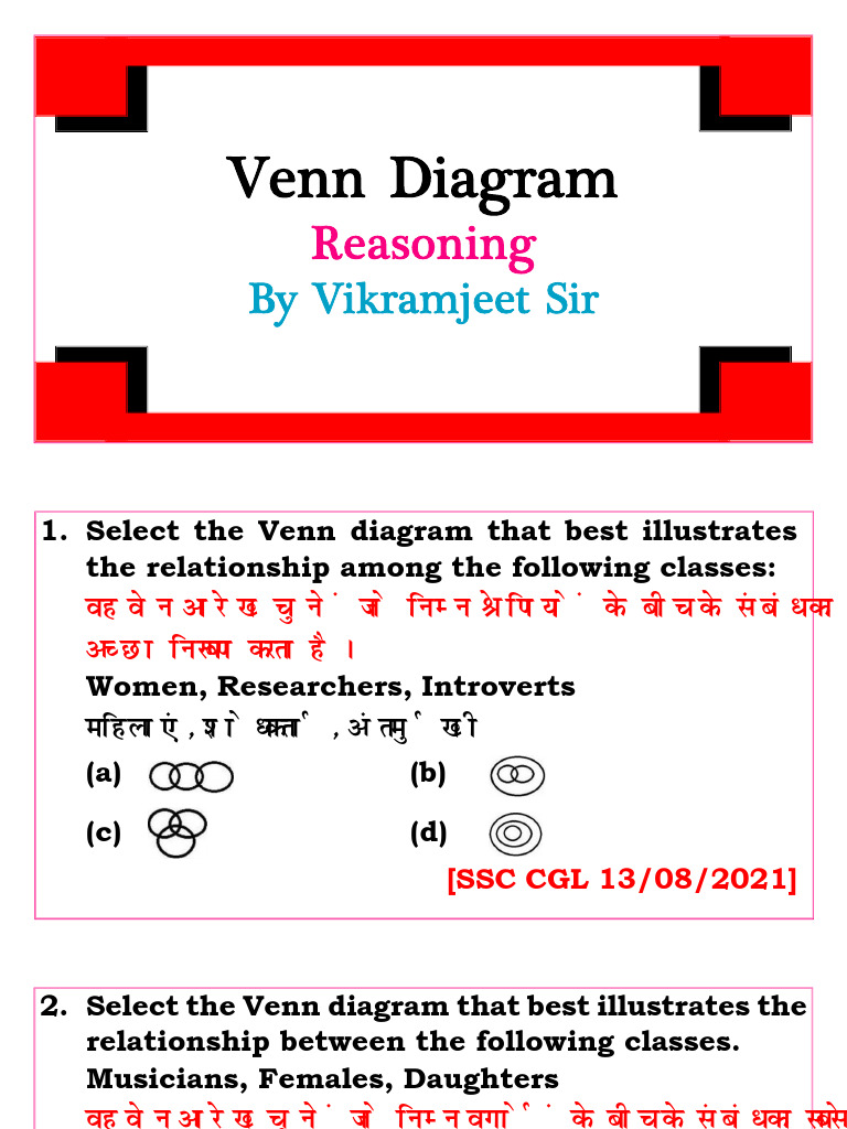 Venn Diagram Relationships for SSC CGL | PDF | Chess Theory | Chess