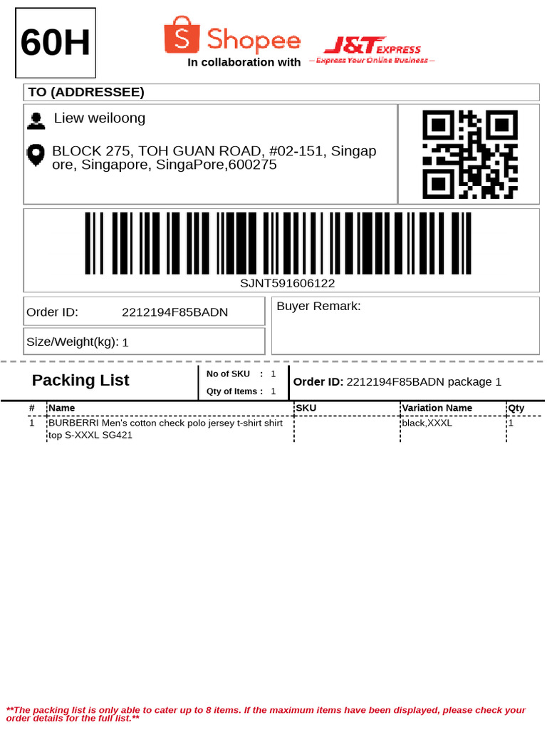 Order 2212194 Packing List | PDF