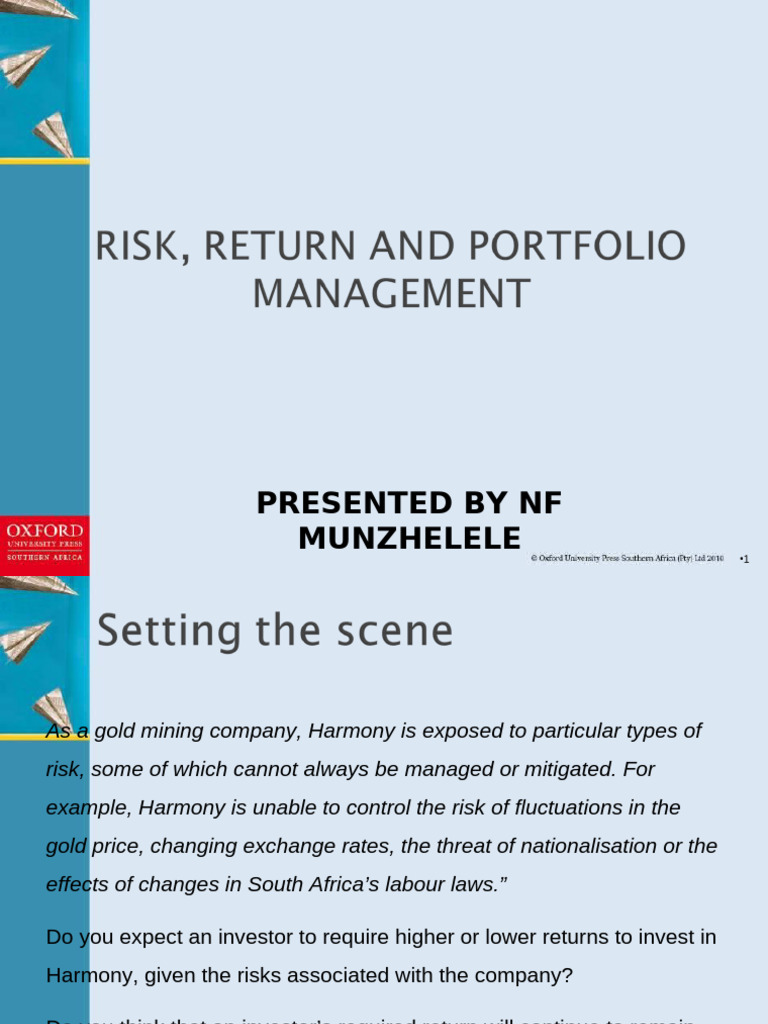 Risk and Return Analysis in Mining Investments | PDF | Financial Risk ...