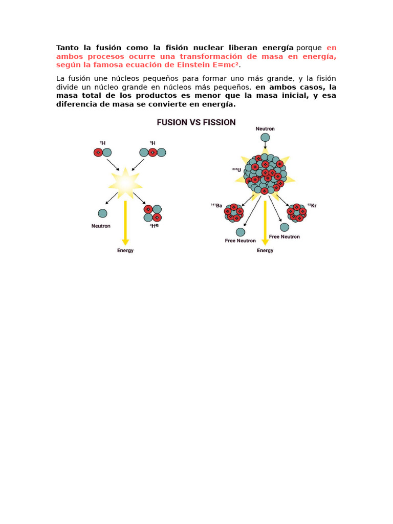 Energía en fusión y fisión nuclear | PDF | La energía nuclear | Fusión ...