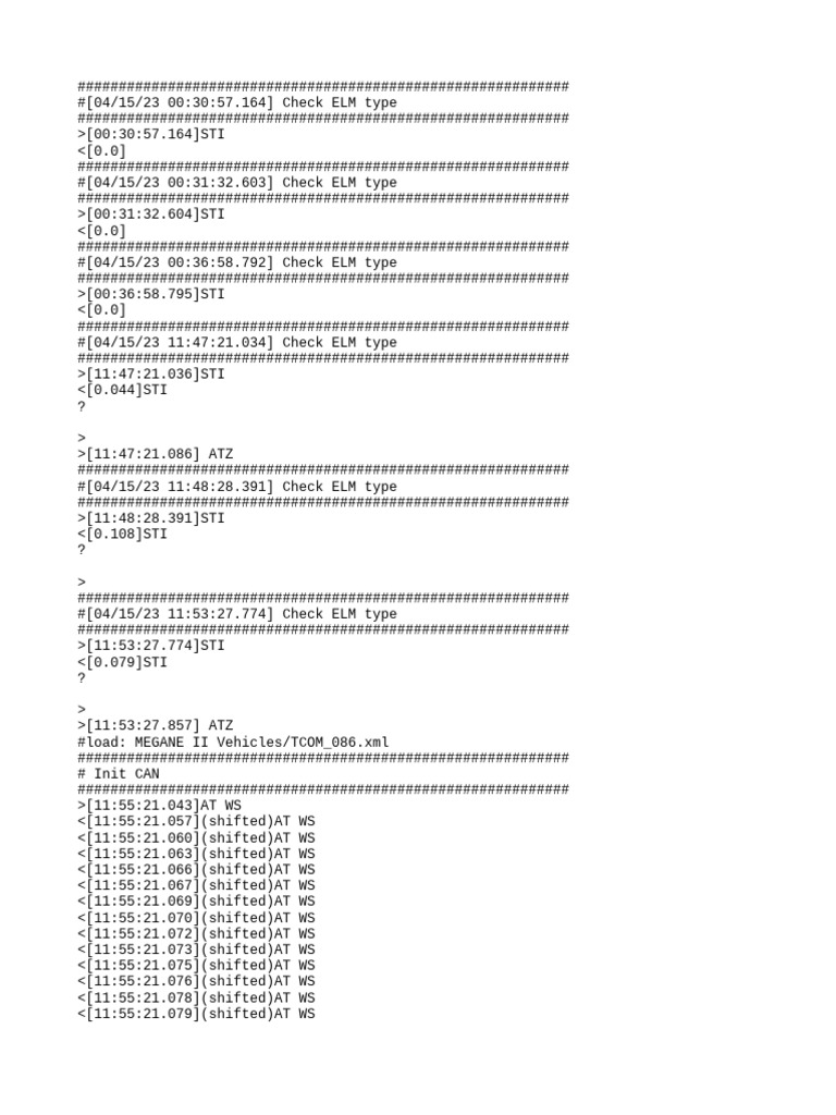 ELM Type Check Log for Vehicles | PDF