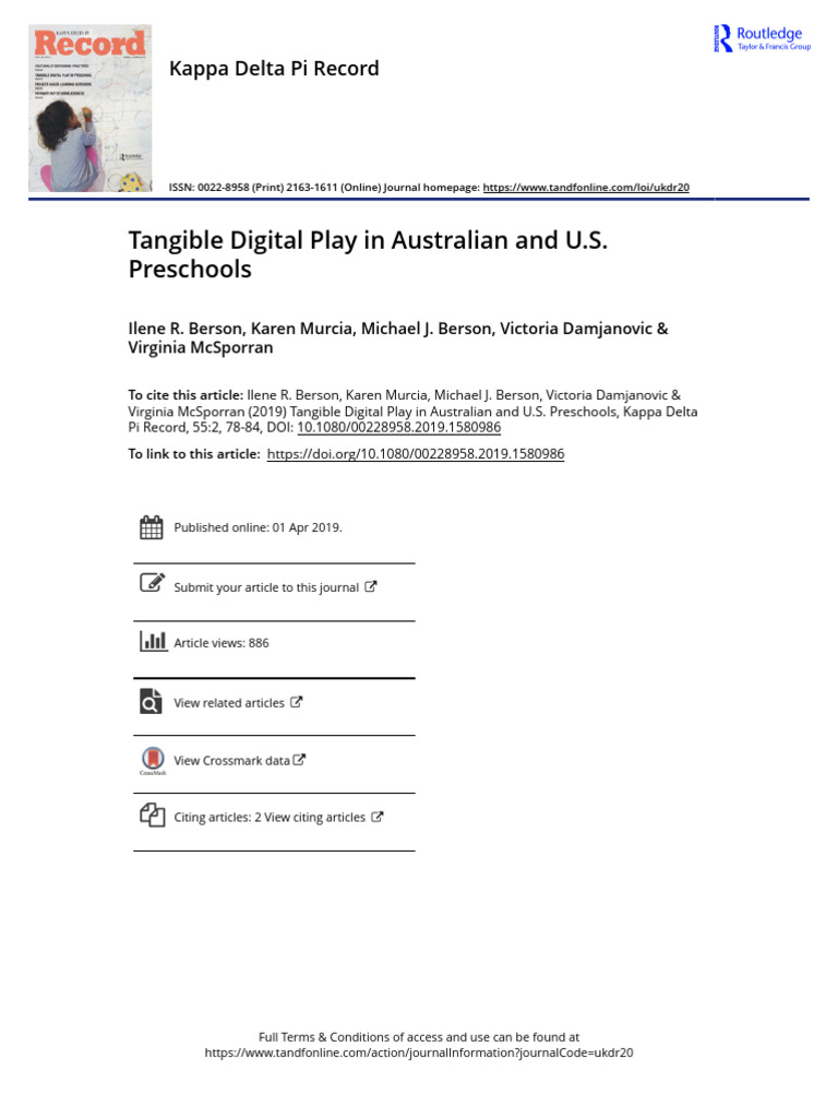 Tangible Digital Play in Australian and U S Preschools | PDF | Teachers ...