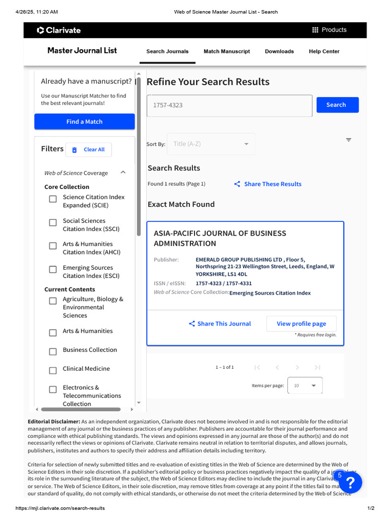 Web of Science Journal Selection Criteria | PDF