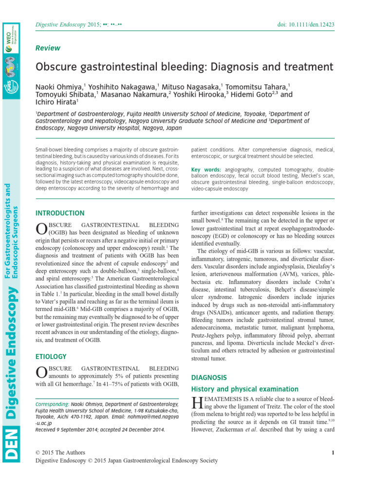 Obscure GI Bleeding: Diagnosis & Treatment | PDF | Gastroenterology ...