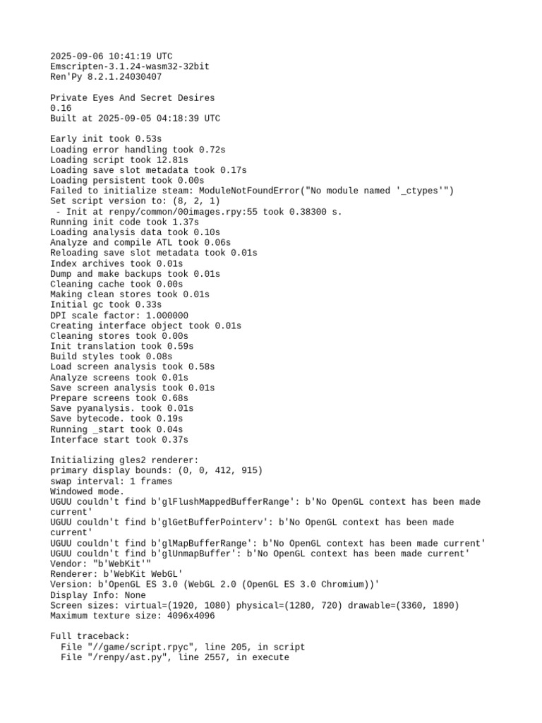 Ren'Py Game Initialization Errors | PDF | Web Gl | Computing