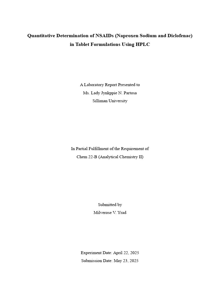 HPLC Analysis of Naproxen and Diclofenac | PDF | High Performance ...