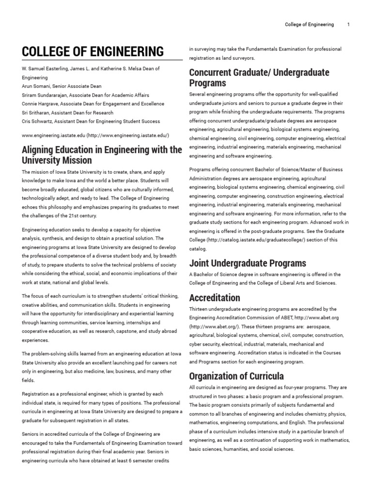 Iowa State Engineering College Overview | PDF | Curriculum | Engineering