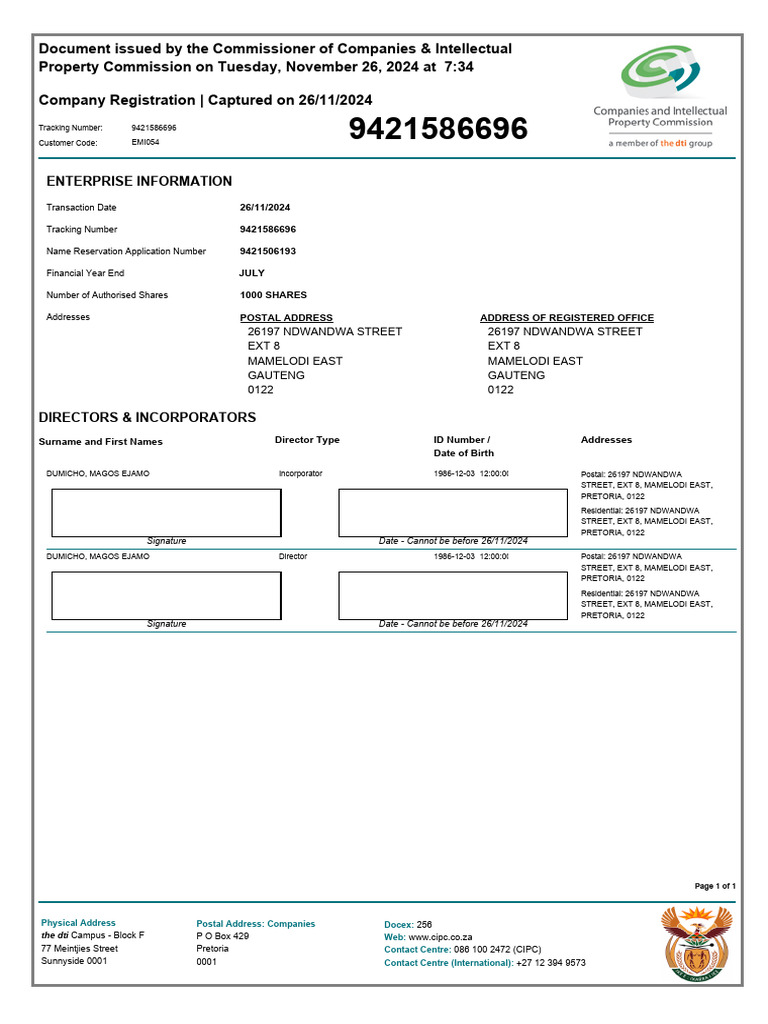 Mamelodi East Postal Code Details | PDF