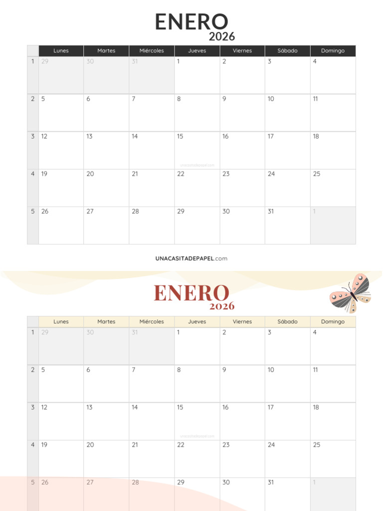 Calendario de enero 2026 | PDF