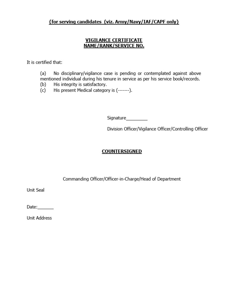 Vigilance Certificate | PDF