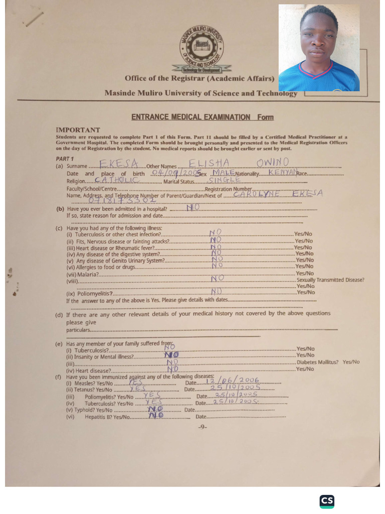 Medical Form | PDF