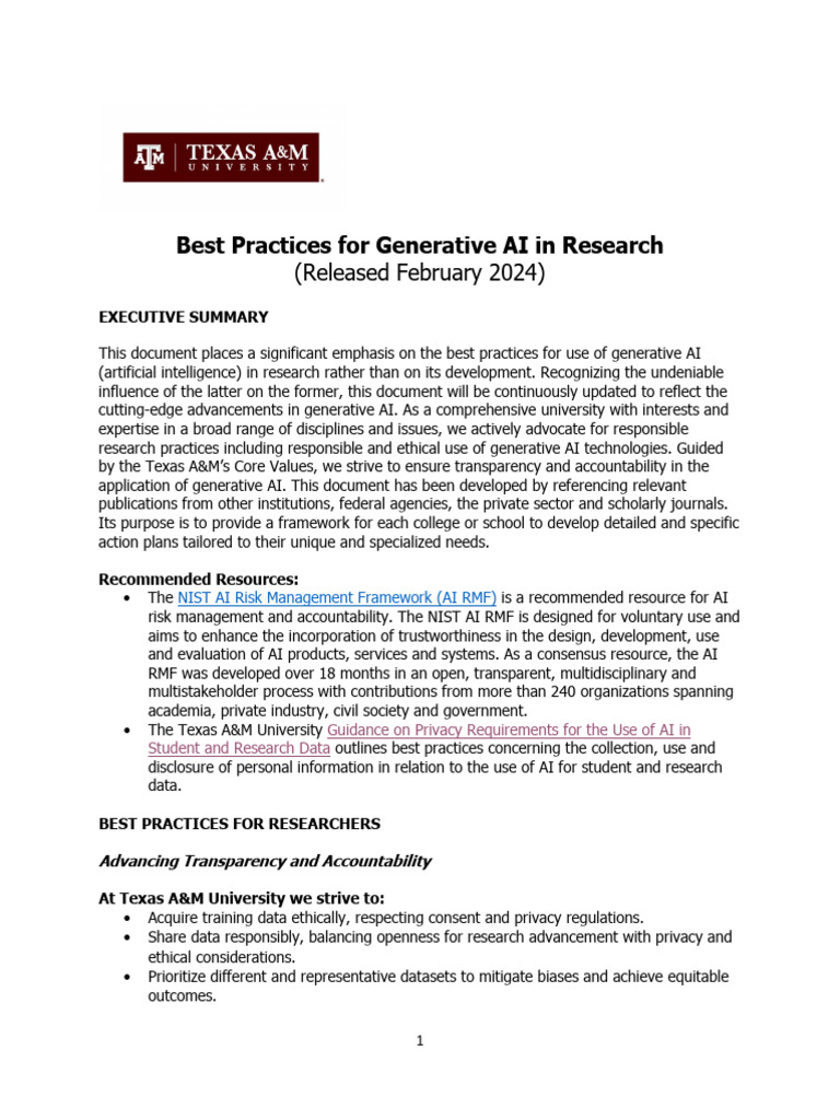 Best Practices for Generative AI Research | PDF | Artificial ...