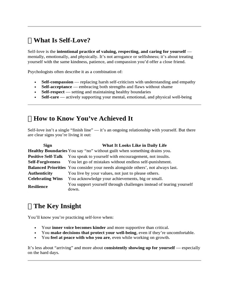 Understanding Self-Love Essentials | PDF