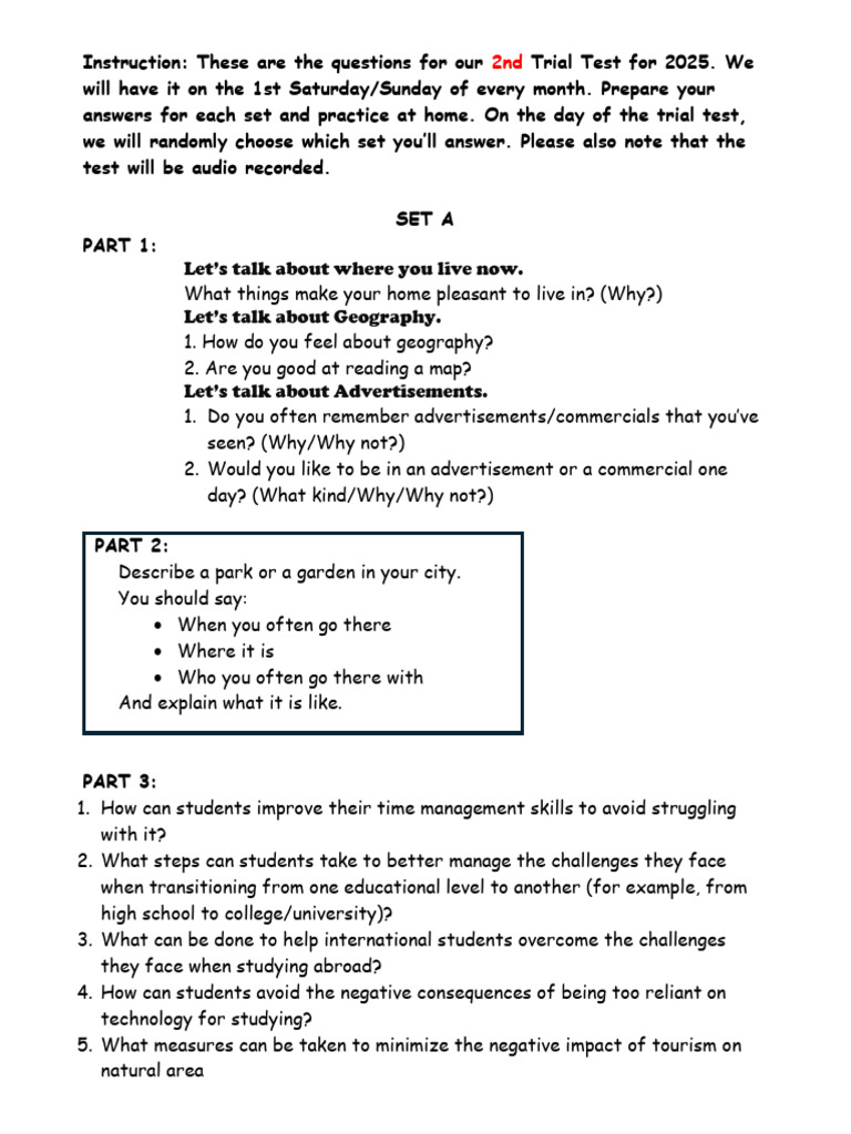 S4 - Questions For Trial Test2 - 2025 | PDF | Behavioural Sciences ...